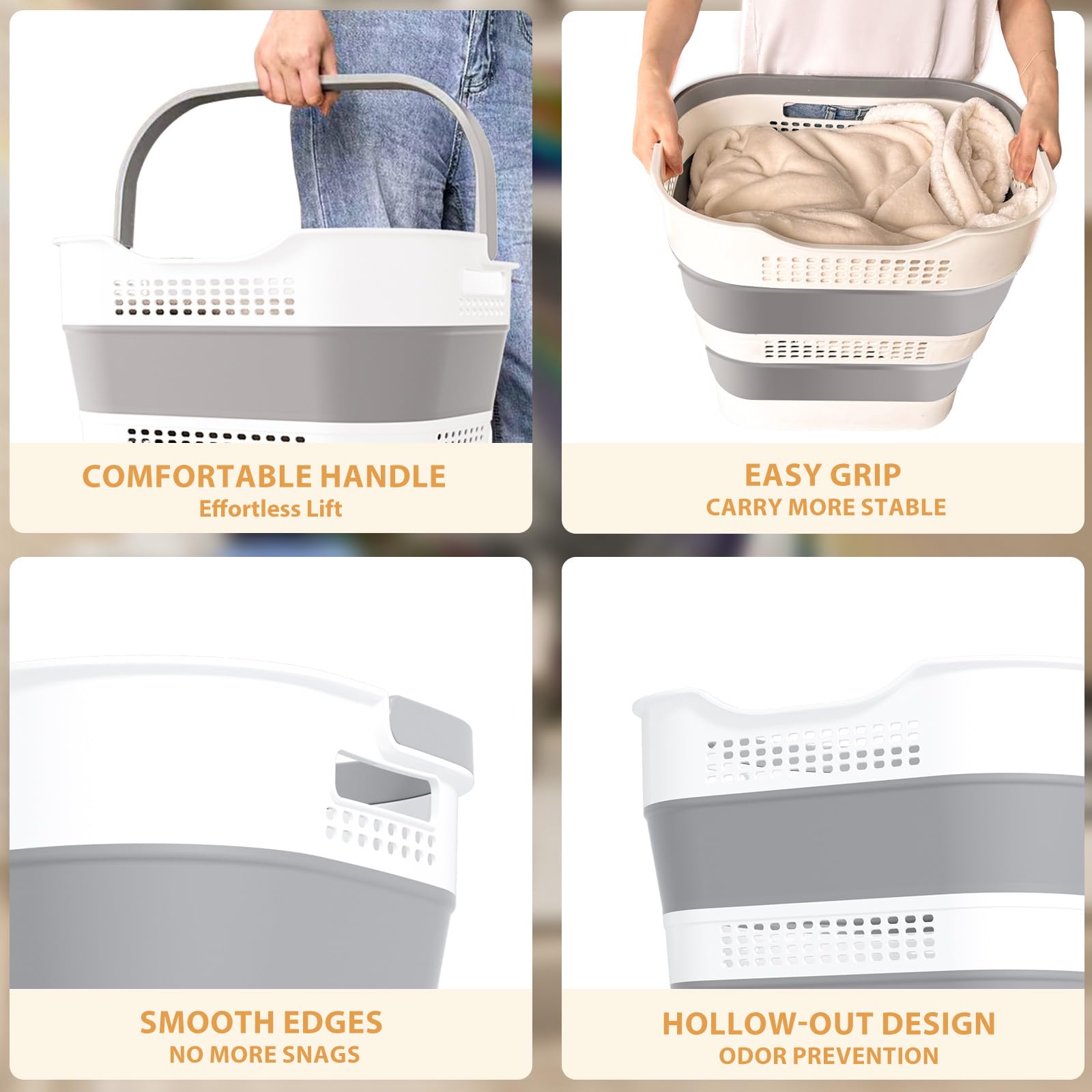 OOAMBB laundry basket with top and side handles for easy transport.