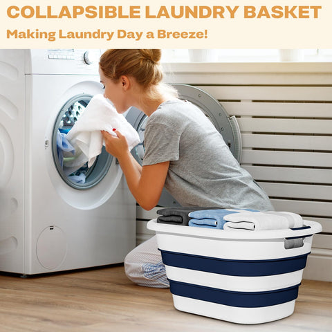 OOAMBB blue pop-up laundry hamper with sturdy base for daily chores