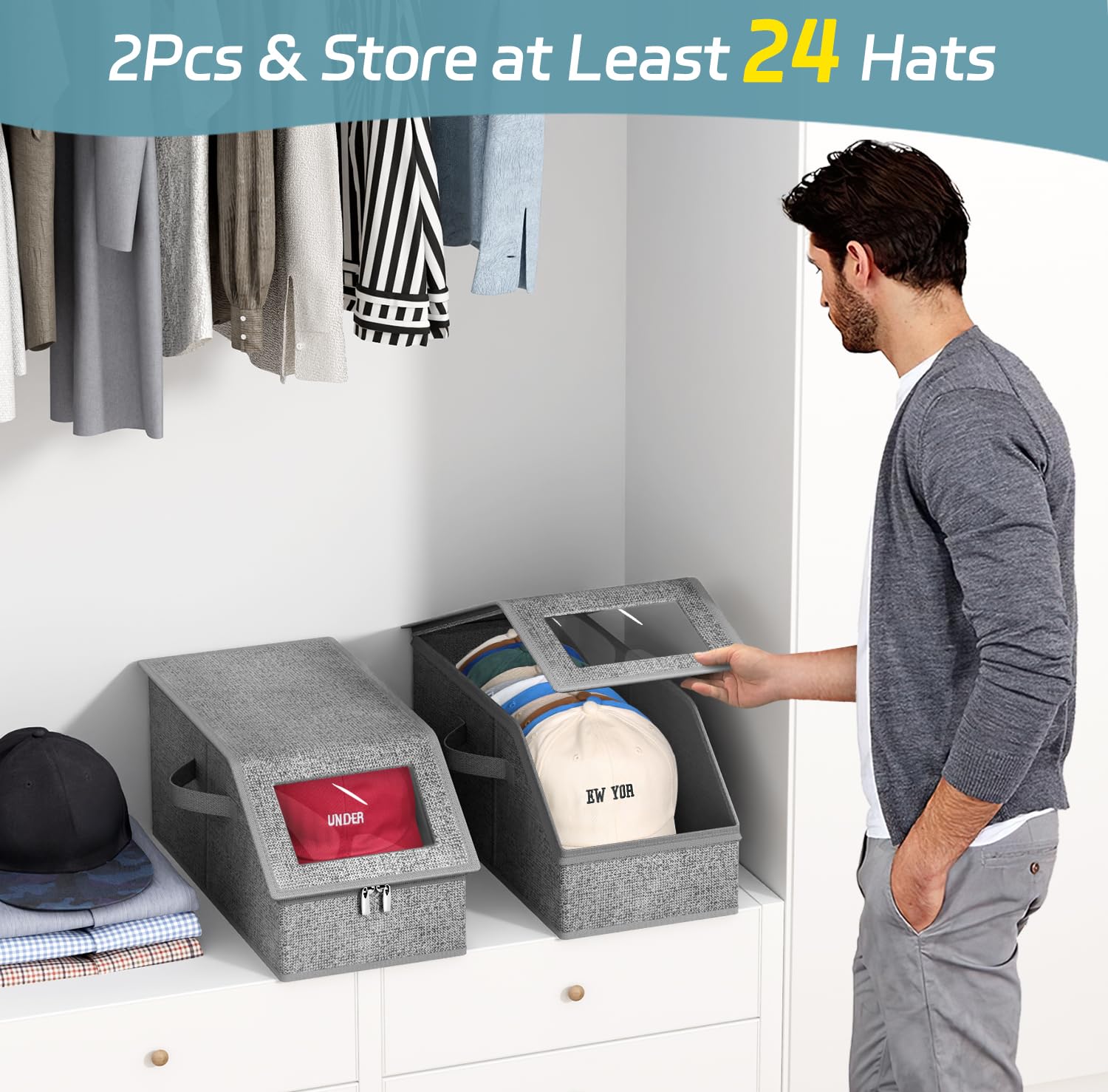 AOODA hat organizer with stackable base for compact setup