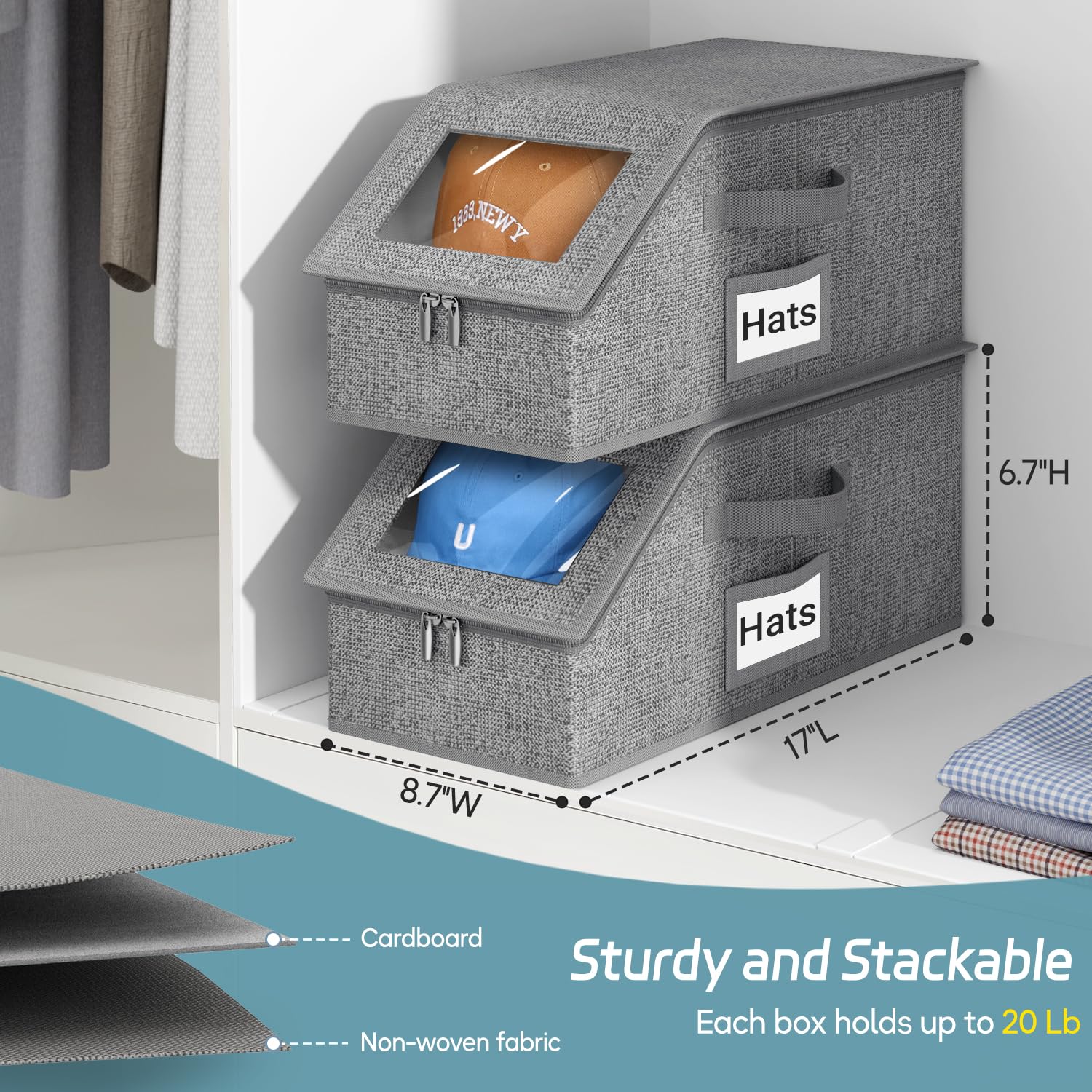 AOODA hat storage with two-way zipper and clear PVC panel