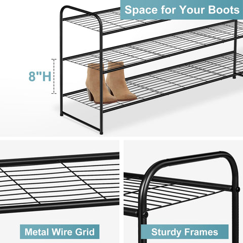 AOODA rack with 8-inch tiers accommodates knee boots and high heels.