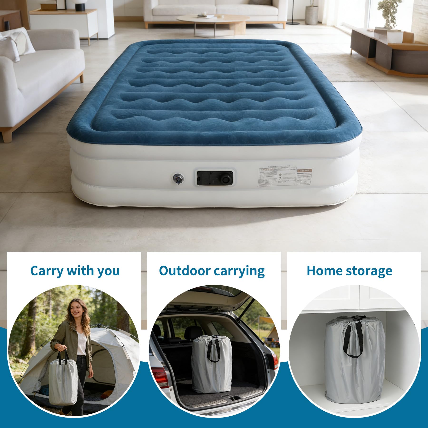 ooiloln air mattress queen flocked surface delivers comfortable sleep