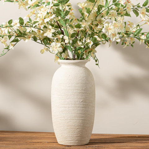 ooit ceramic flower vase with white finish, ideal for centerpieces and tall arrangements
