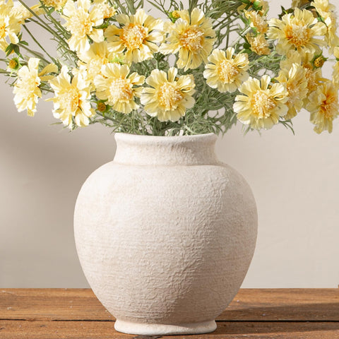 ooit ceramic flower vase 6-7-inch white closeup hand-painted finish ideal for blooms