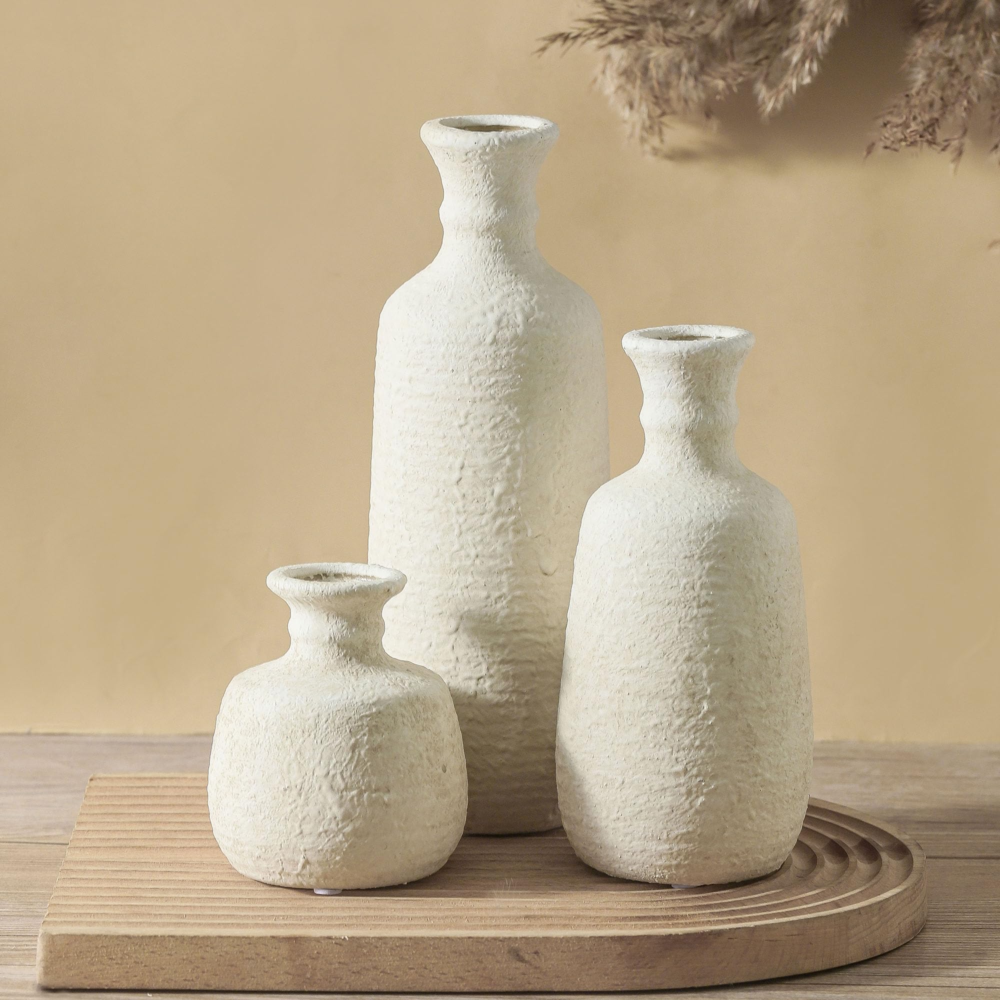 OOIT ceramic vases, durable terra-cotta with modern whitewash finish.