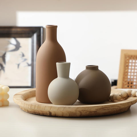 OOIT ceramic vase set of 3 centerpieces for dining and living areas.