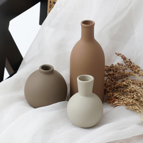 OOIT ceramic vase set of 3 dried flowers styling ideas for shelves.