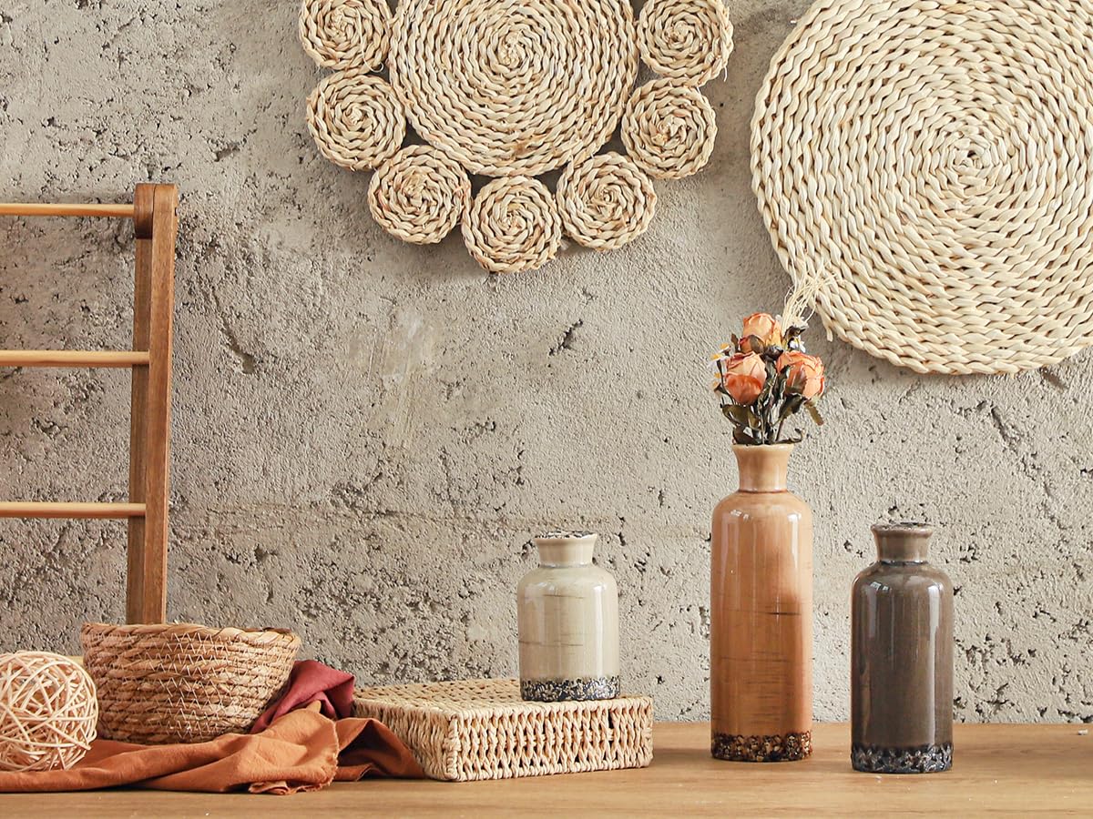 OOIT vases with stems in neutral brown for fresh or faux arrangements.