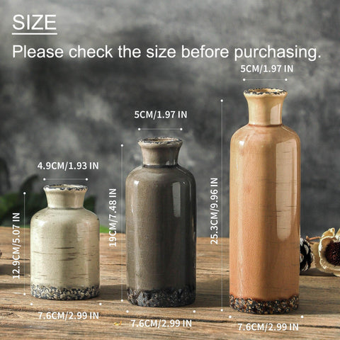 OOIT ceramic vases in neutral brown, side view, ideal mantel styling.