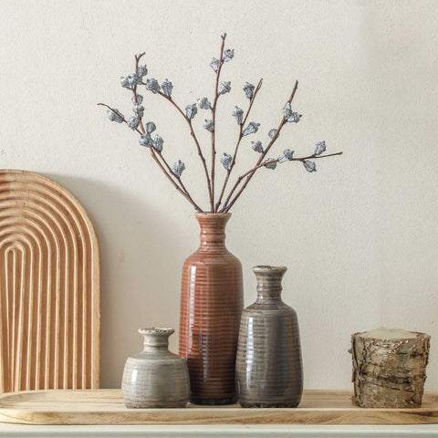 OOIT ceramic vases set 3 varied shapes for shelves and mantels