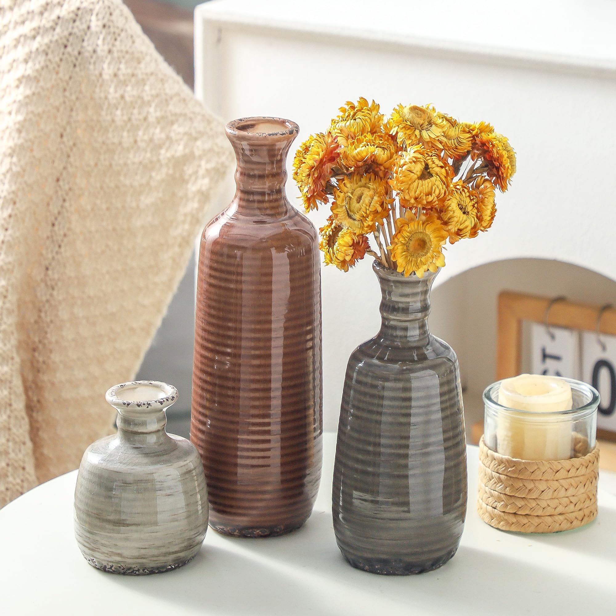 OOIT ceramic vases set 3 gift ready packaging ideal for special occasions