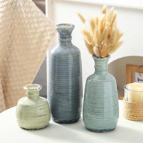 OOIT ceramic vases trio centerpiece set perfect for shelves or mantels