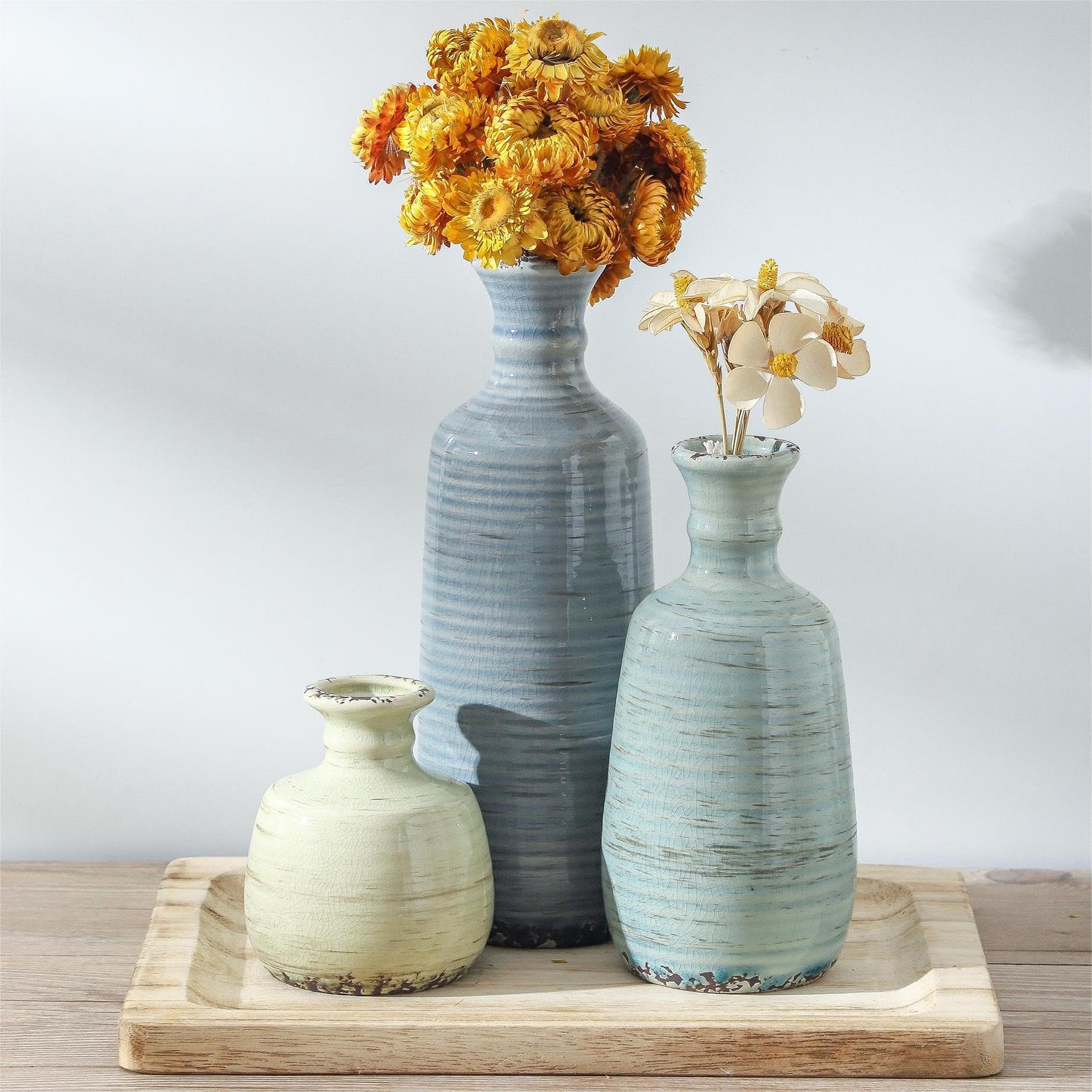 OOIT ceramic vases trio for dried arrangements preserving natural tones