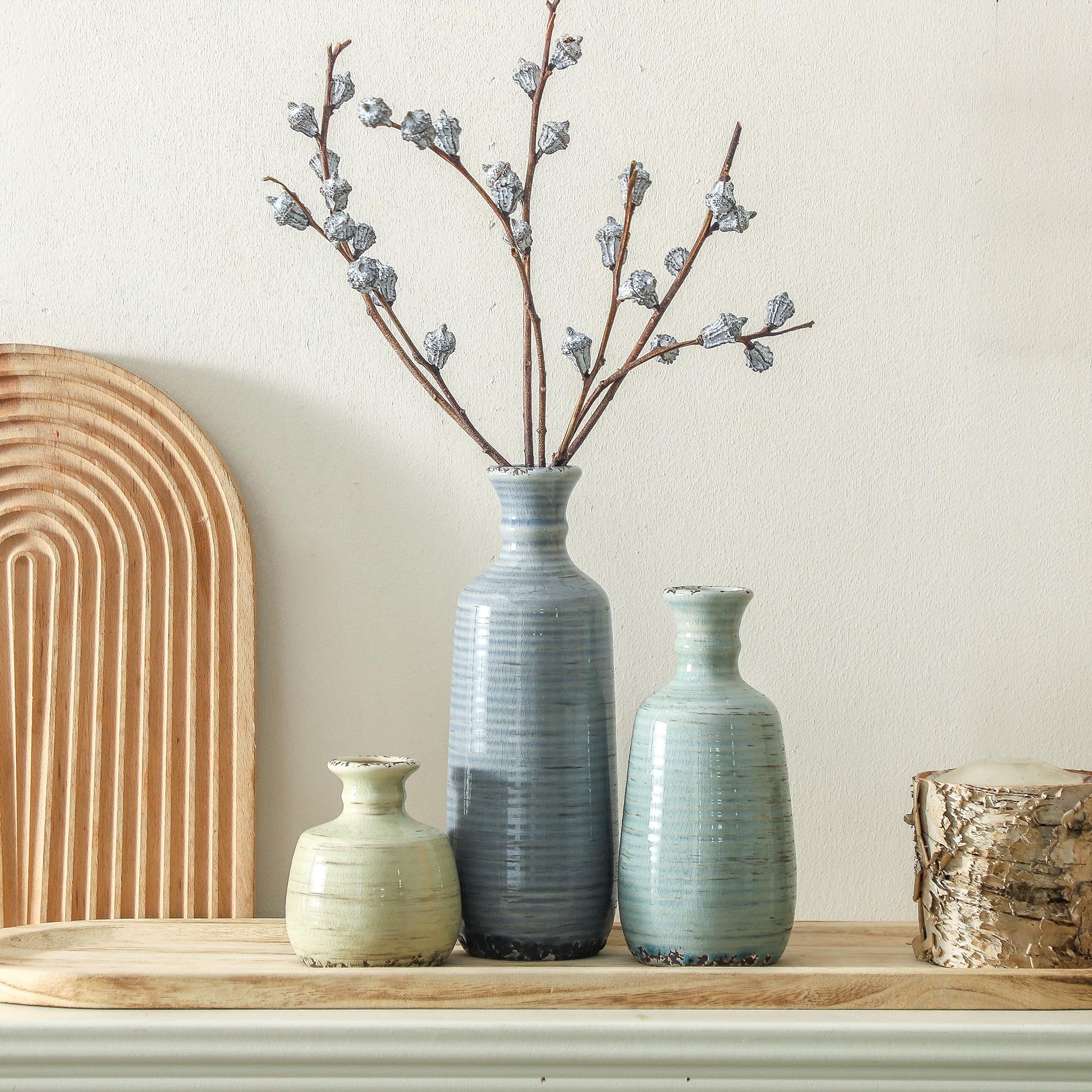 OOIT ceramic vases trio display solution for entryways or dining tables