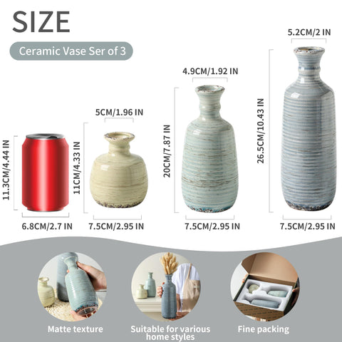OOIT ceramic vases trio tall warm tone ideal for bouquets