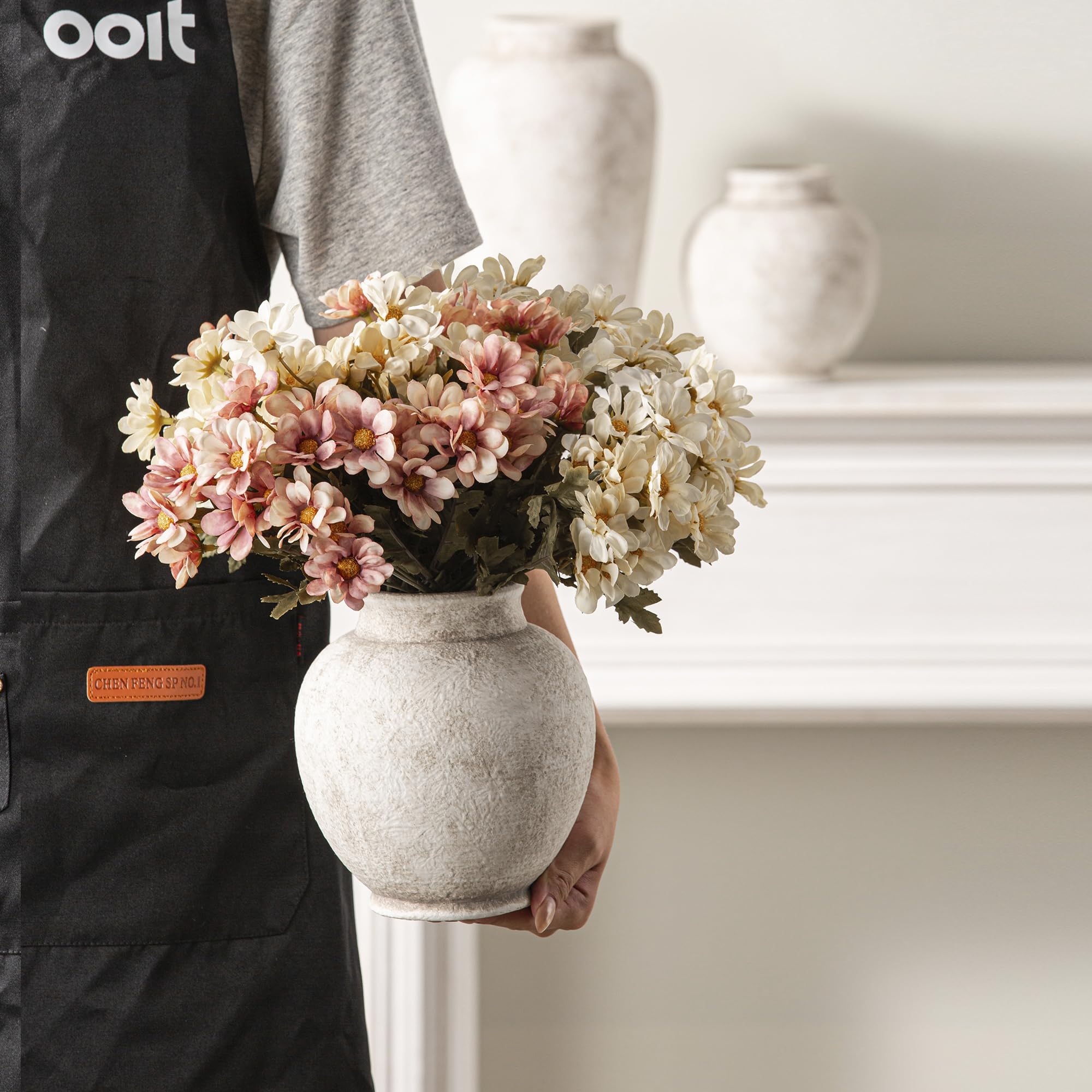 OOIT hand-painted ceramic vase adds unique rustic charm to any room.