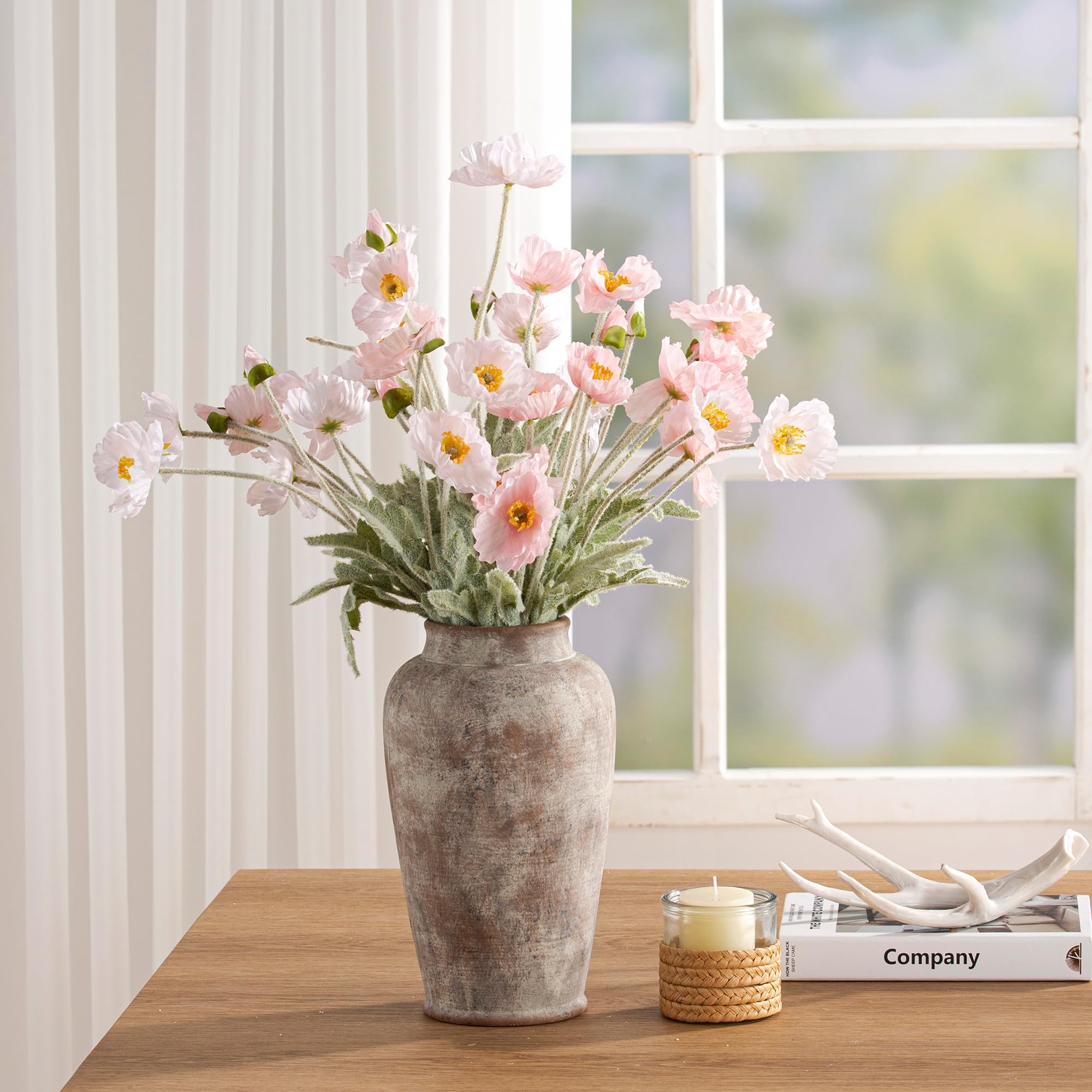 OOIT mantel or shelf decor vase creates a cozy display.