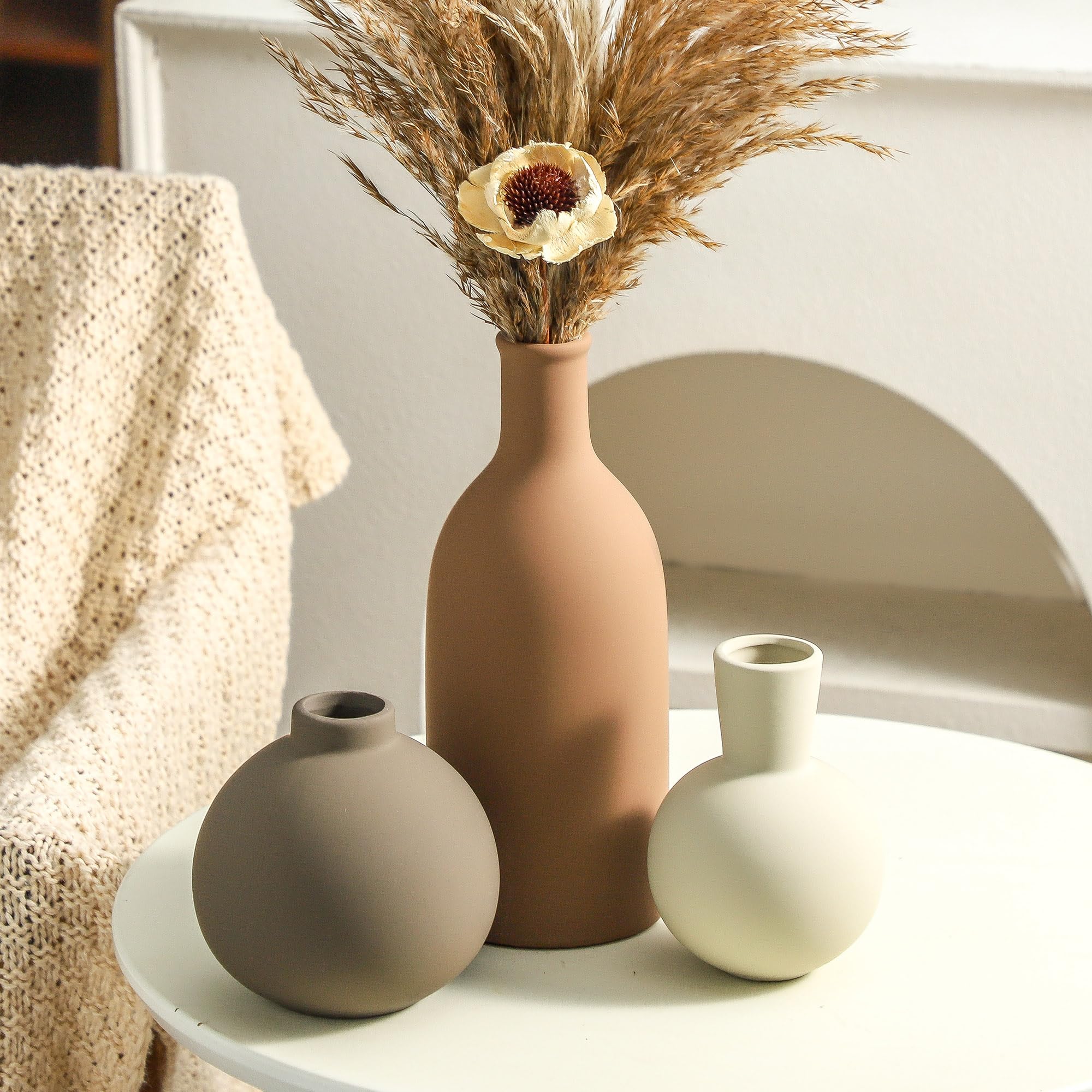 ooit assorted-shapes ceramic vase set enhances rustic and modern decor