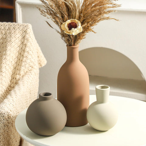 ooit assorted-shapes ceramic vase set enhances rustic and modern decor