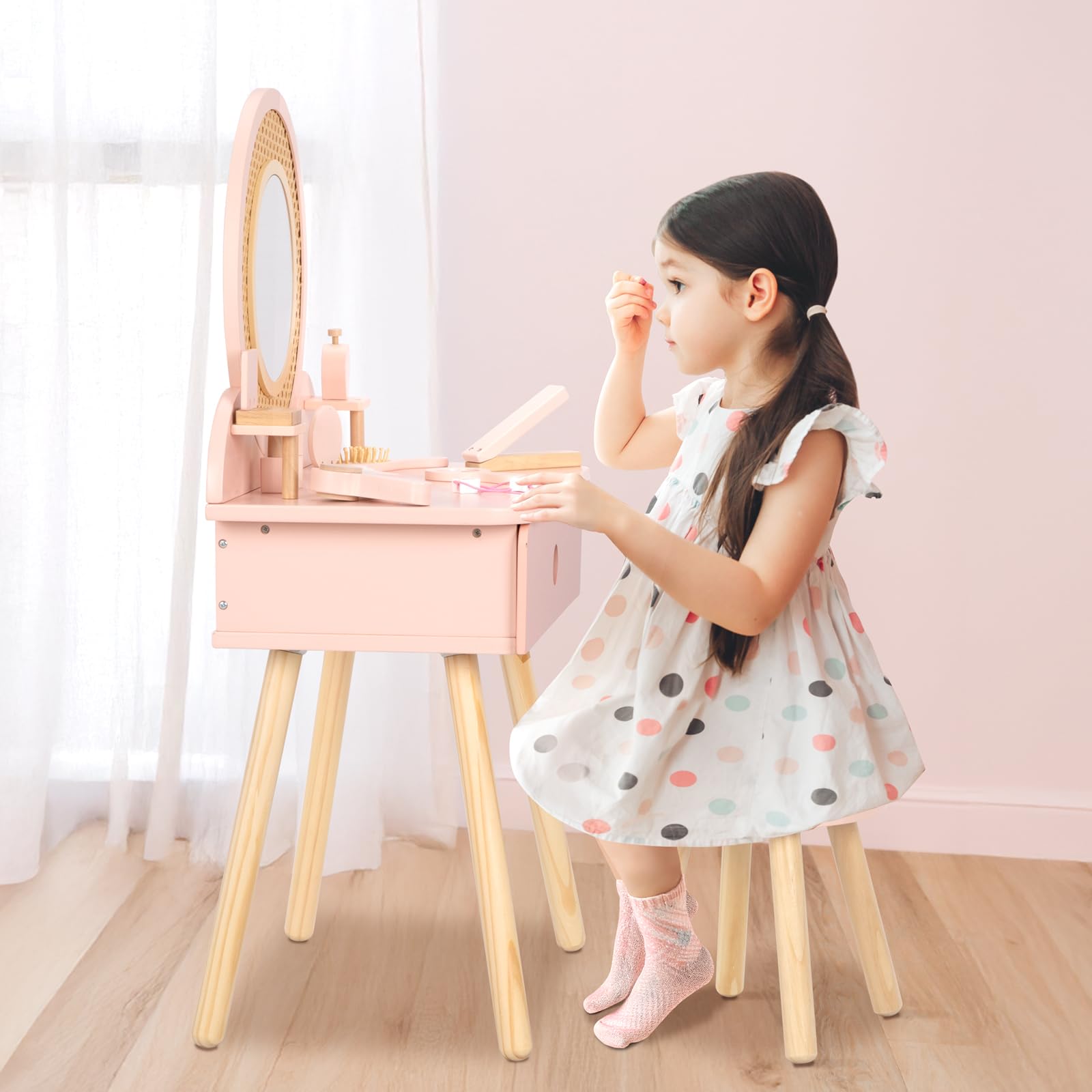 OOOK Kids vanity lipsticks and tools for pretend makeup fun