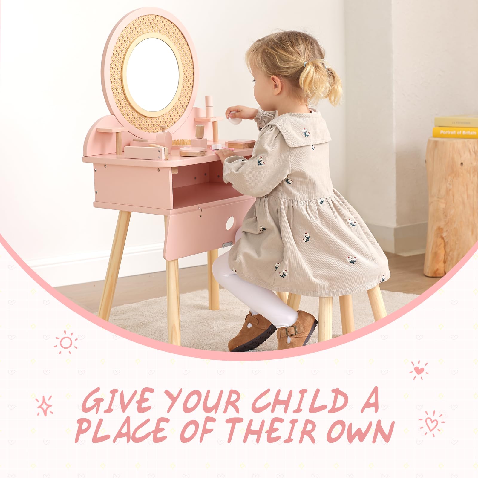 OOOK Kids vanity mirror pink for pretend makeup moments