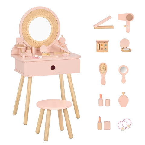 OOOK Kids vanity table pink with ample space for imaginative makeup play