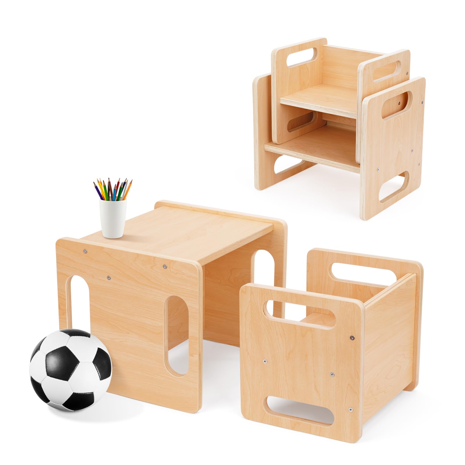 OOOK Montessori table and chair set front view for toddlers, sturdy and versatile.