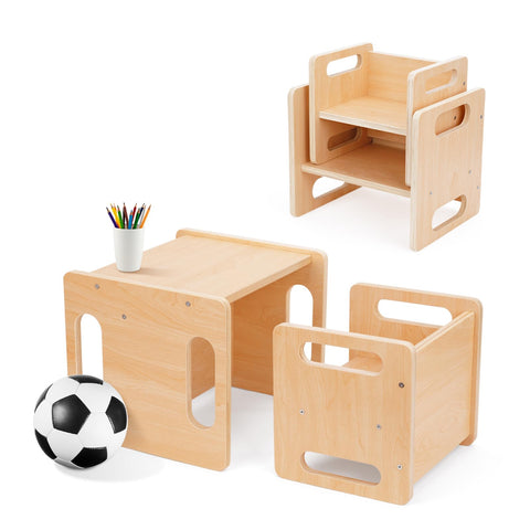 OOOK Montessori table and chair set front view for toddlers, sturdy and versatile.