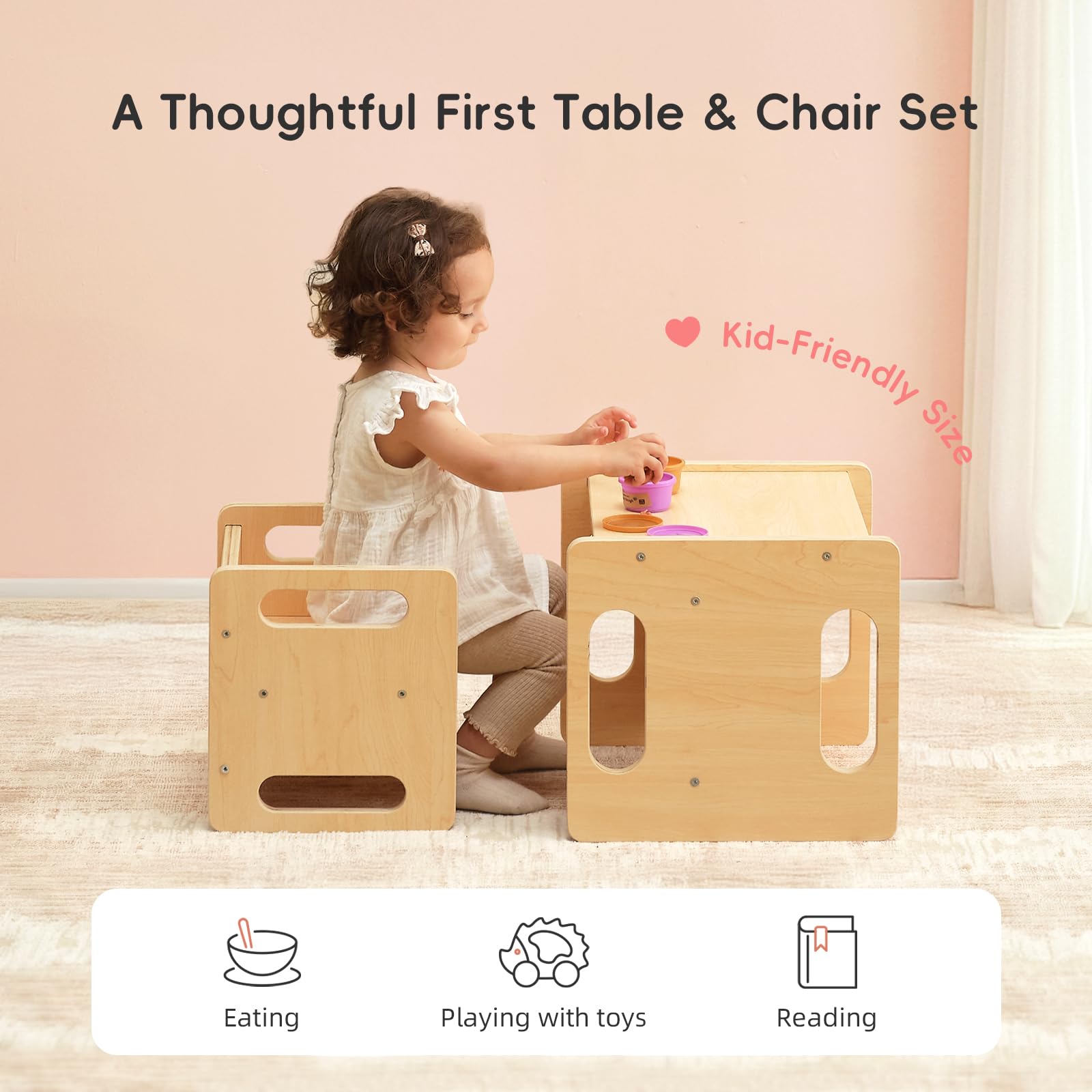 OOOK Montessori set side view highlights compact design that saves space.