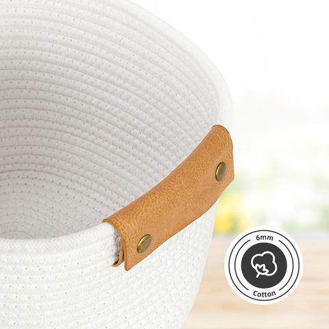 OOOK cotton storage baskets in white provide versatile toy and item storage.