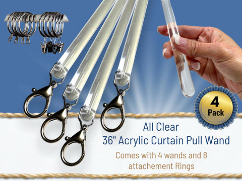 OooWow pull wand with lobster hook close-up, sturdy attachment for thick drapes