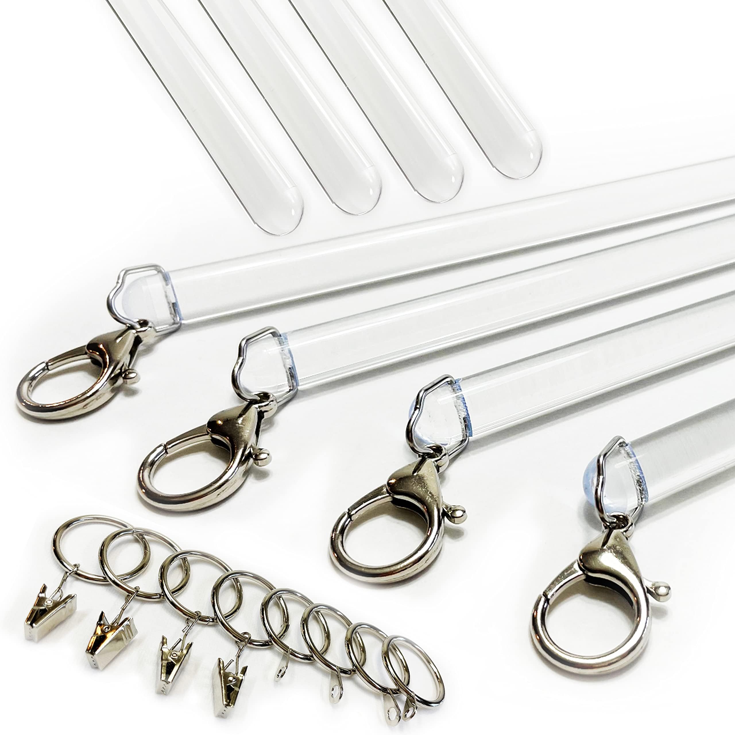 OooWow 36-inch clear acrylic curtain pull wand main view, virtually invisible and easy to glide