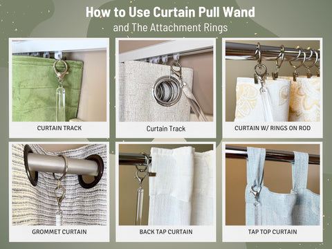 OooWow 4-pack curtain pull wands, convenient for multiple windows