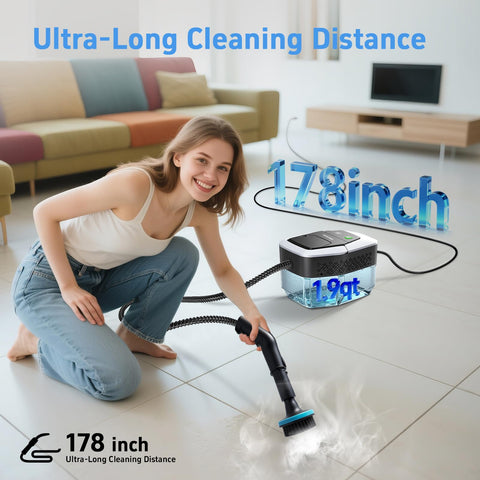 Opbodqo steam cleaner with 100-inch cord for wide reach