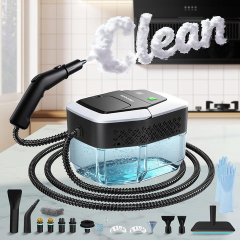 Opbodqo steam cleaner front view showing compact design for quick cleanup