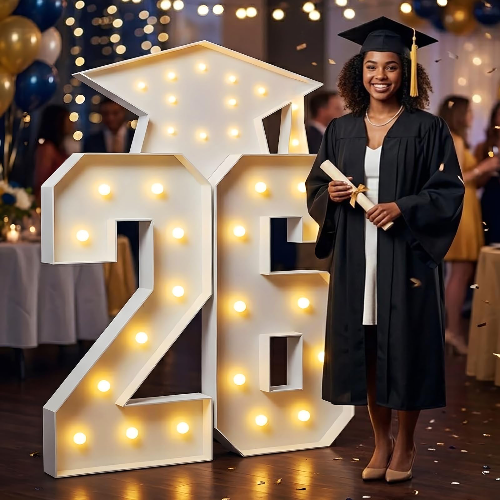 opdigh graduation marquee number 165 cm glows as a bright centerpiece for events.