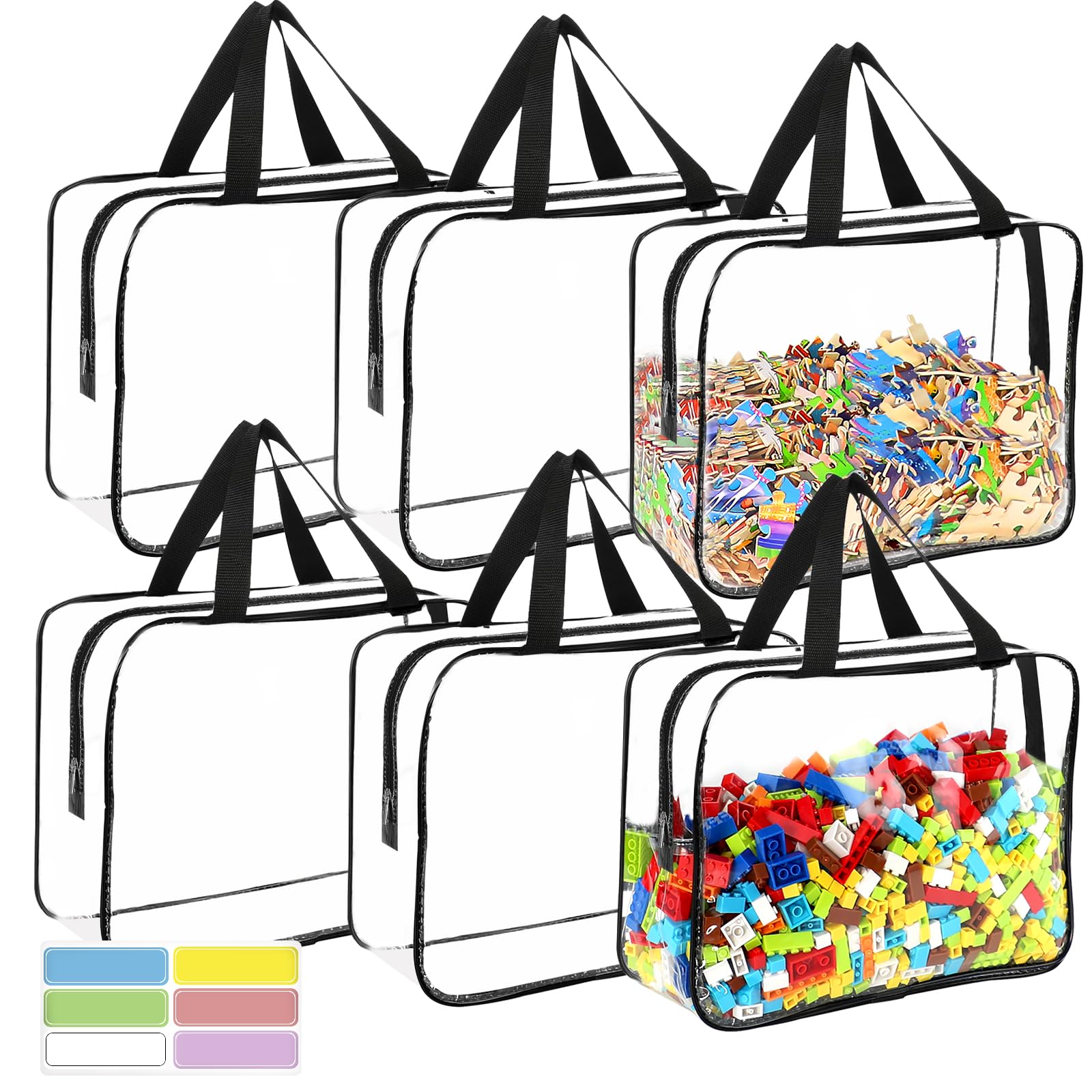 OPELETNNT 6-pack large toy storage bags with labels for organized play.