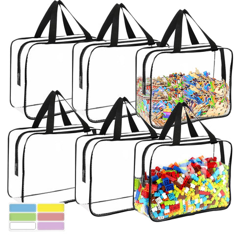 OPELETNNT 6-pack large toy storage bags with labels for organized play.