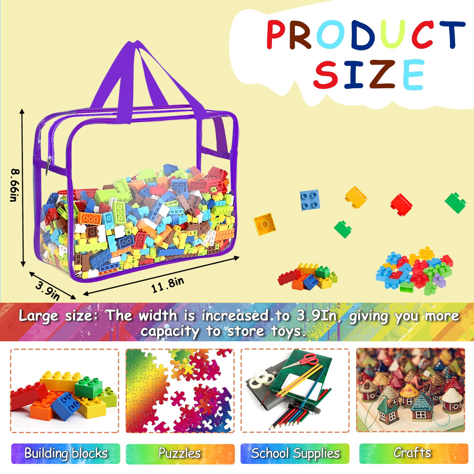 OPELETNNT clear PVC board games storage bags for quick visibility.