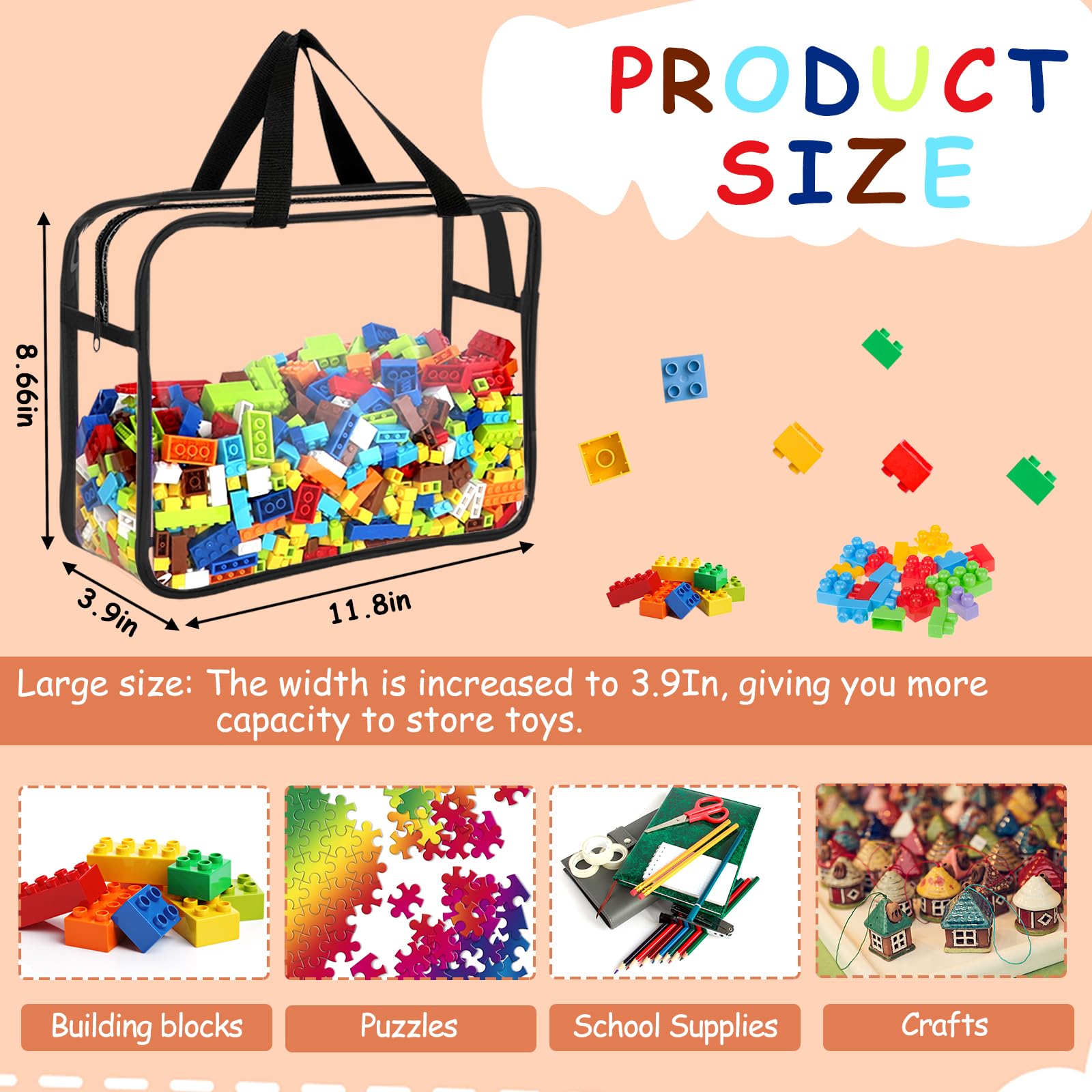 OPELETNNT clear PVC board game storage bag shows contents at a glance.