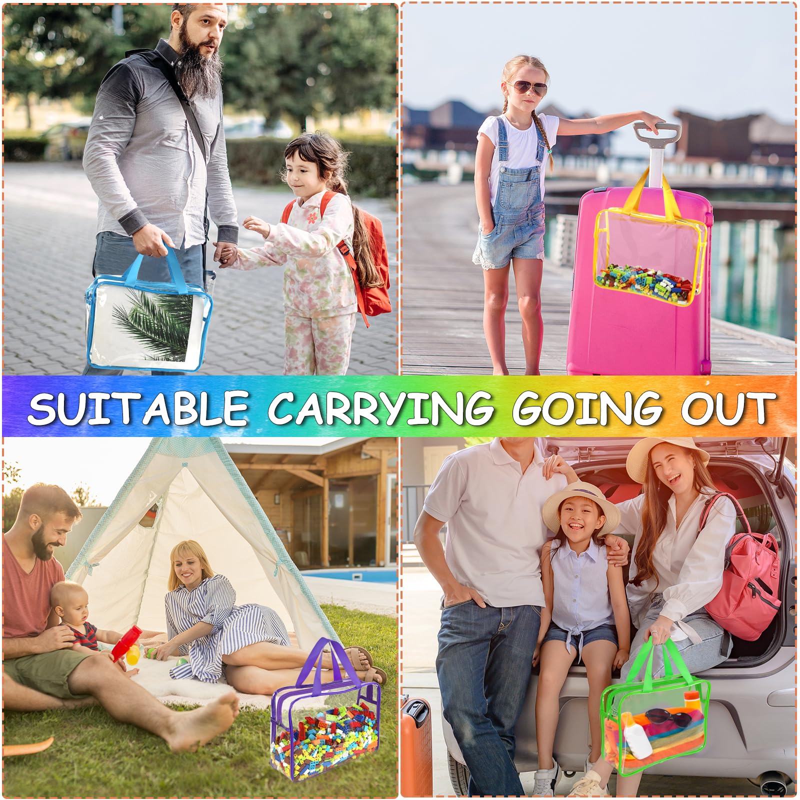 OPELETNNT versatile storage bags for toys, crafts, snacks, and books.