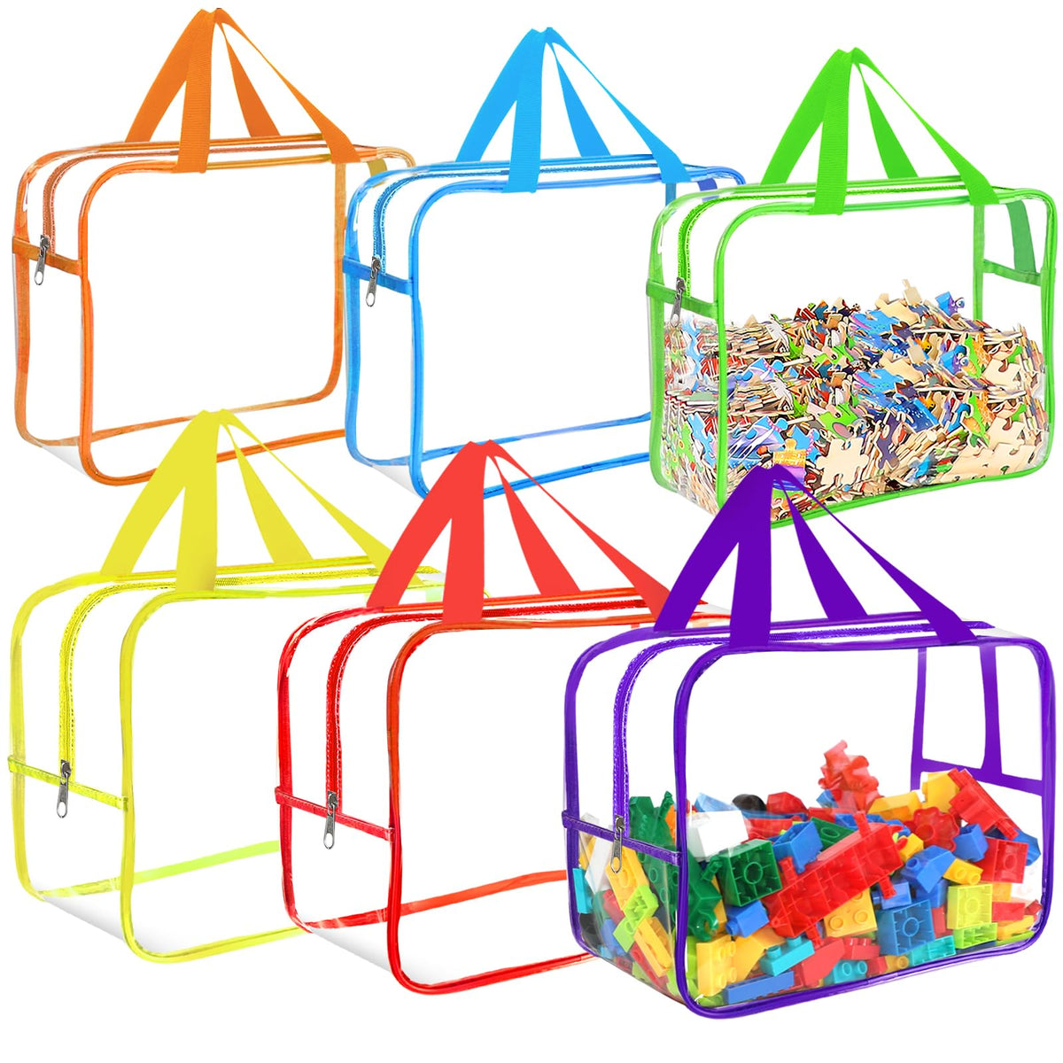 OPELETNNT six-color toy storage bags with labels improve organization.