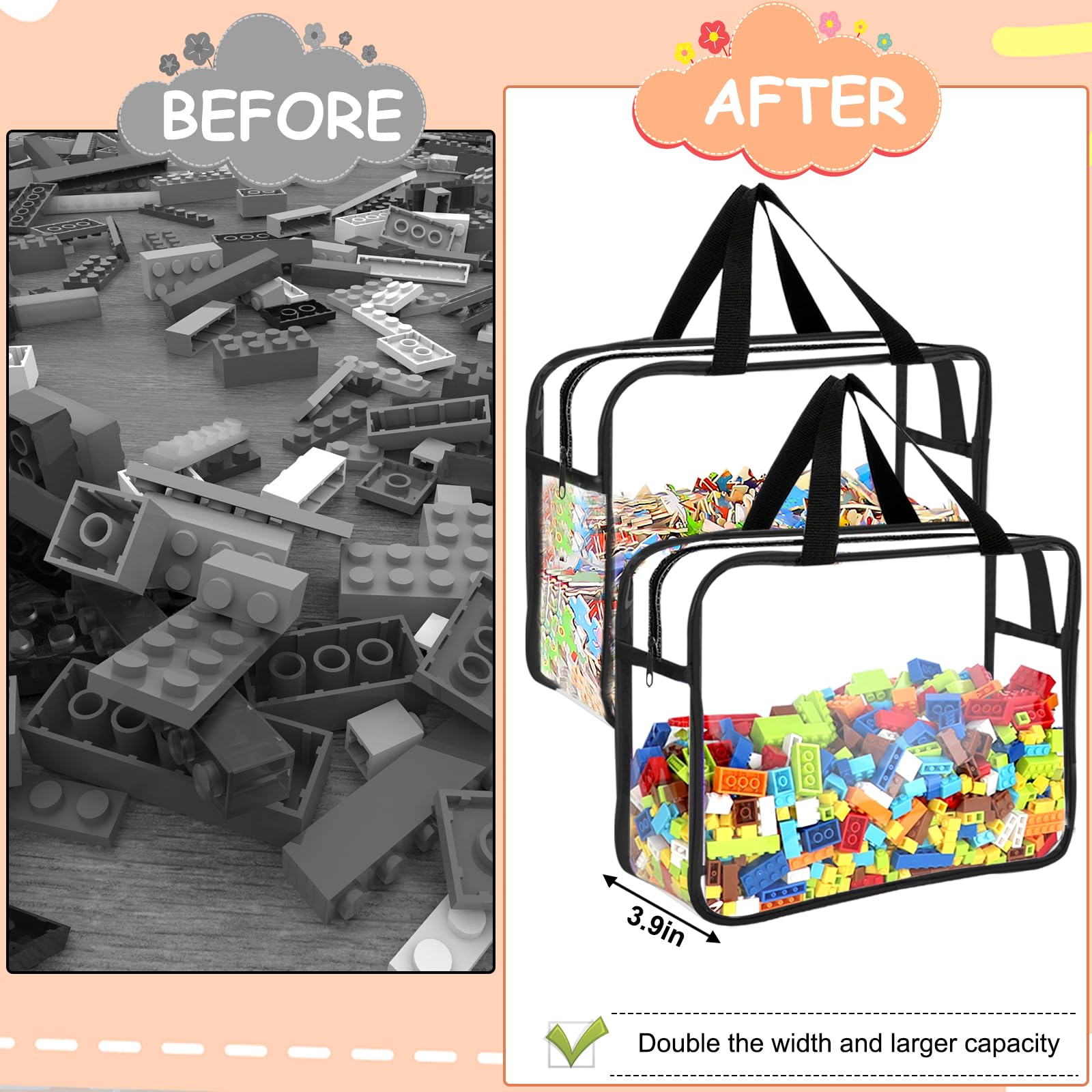 OPELETNNT stackable toy storage bags save space in drawers and shelves.