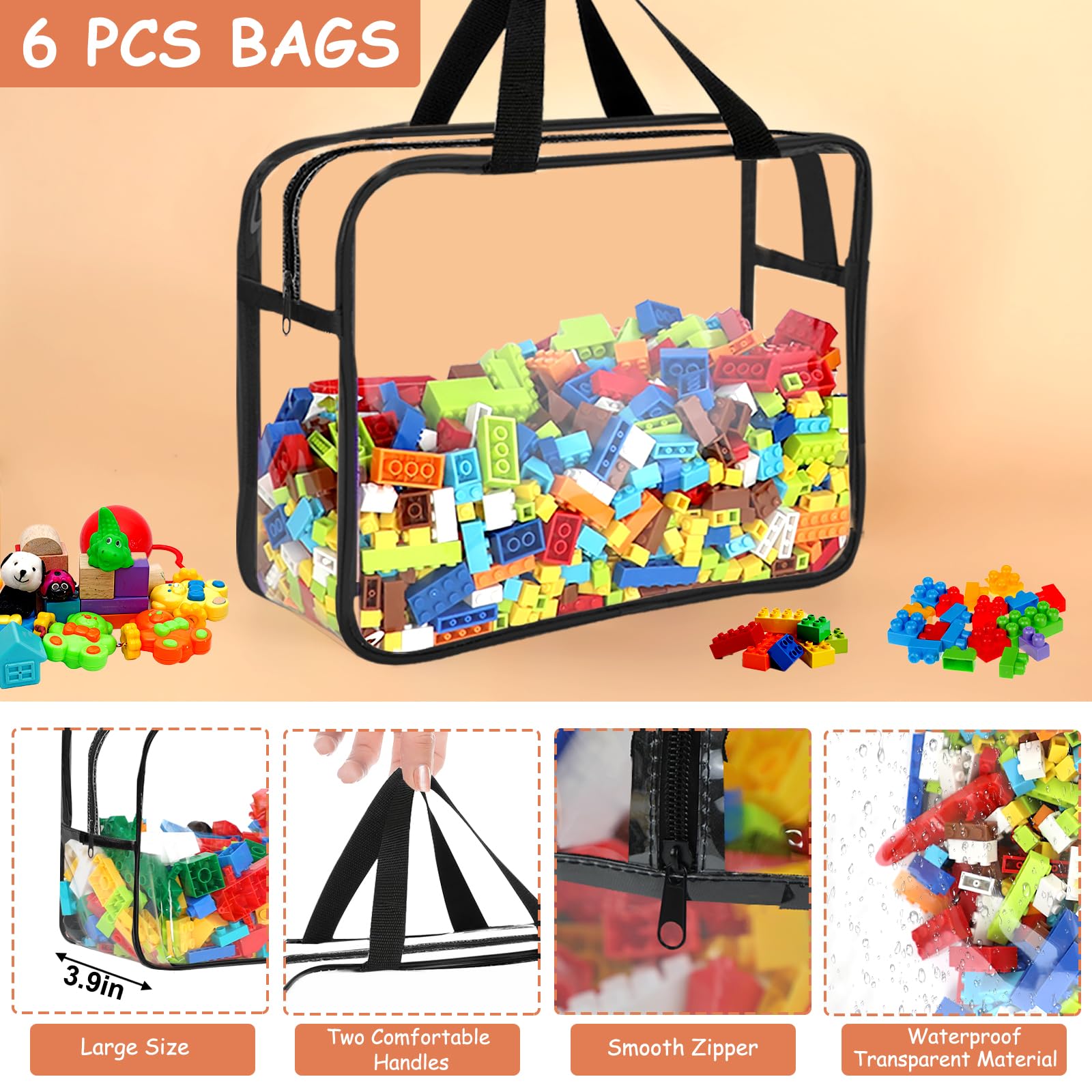 OPELETNNT durable metal zippers on toy bags for long-lasting use.
