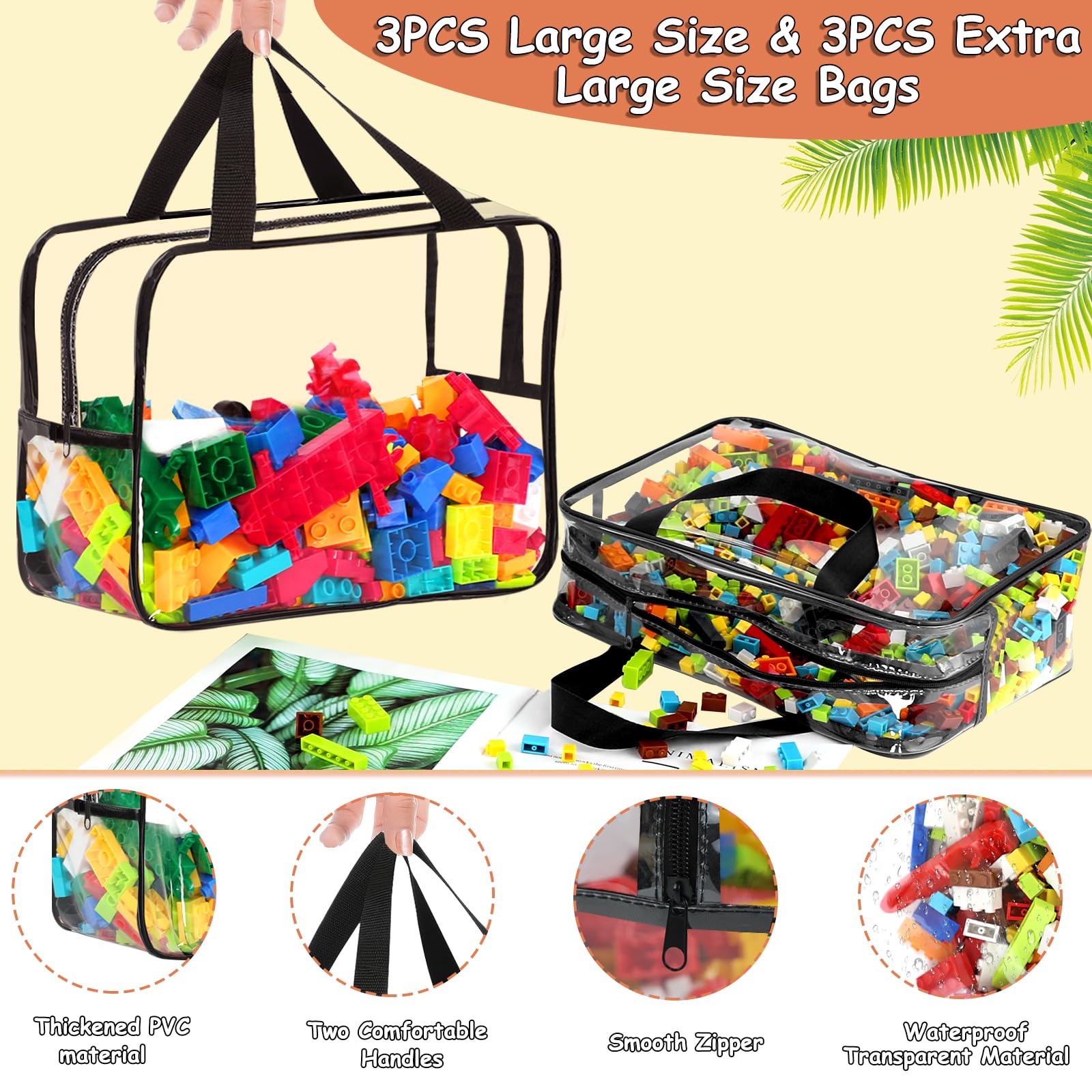OPELETNNT toddler zipper storage bag with two handles for easy on-the-go carrying.