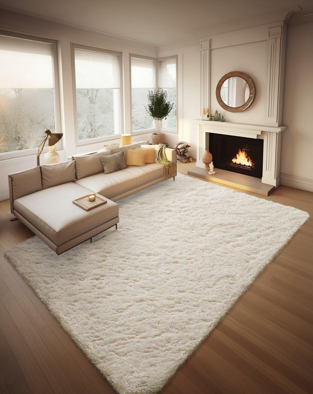 Ophanie 8x10 area rug with soft shaggy surface for cozy living spaces.
