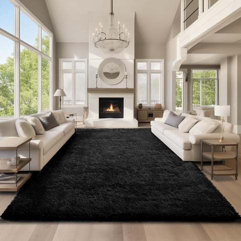 Ophanie area rug with plush shag texture for a cozy living room.