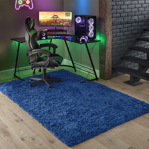 Ophanie Blue Rug's anti-slip dots keep it in place during play.