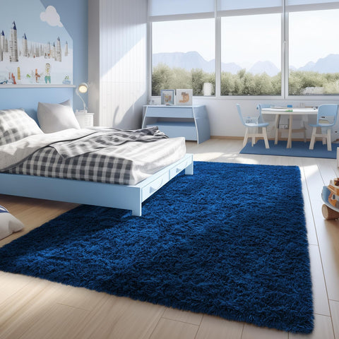 Ophanie Blue Rug brightens living rooms with soft, durable comfort.