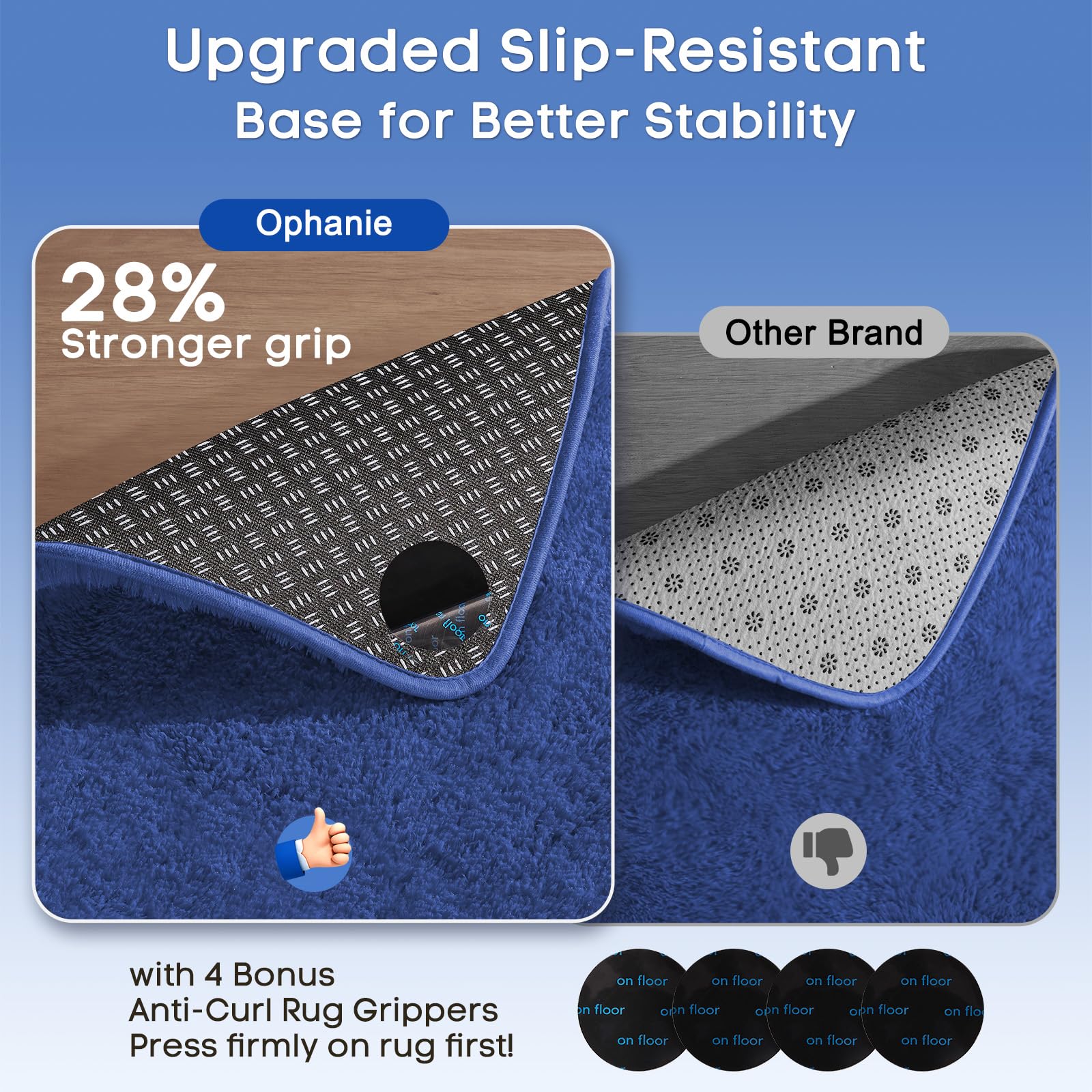 Ophanie blue rug suitable for dorm rooms with warm, inviting surface